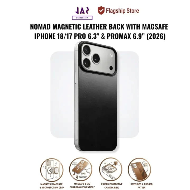 NOMAD Magnetic Leather Back with MagSafe iPhone 18/17 Pro 6.3" & iPhone 18/17 PROMAX (2026)