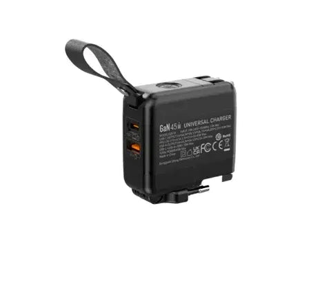 DEVIA Global Multi-function 45W PD+QC GaN Charger for Laptops, Tablets and Smartphones - Black