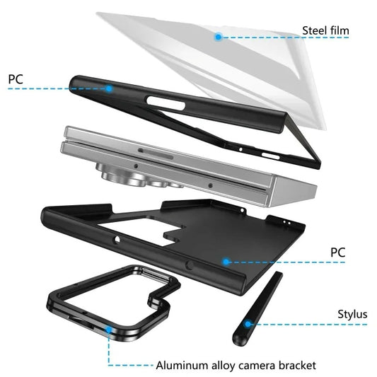 Mercury Goospery 360 Case with Free Stylus and Lens Stand for Samsung Galaxy Z Fold7 (2025) - Black