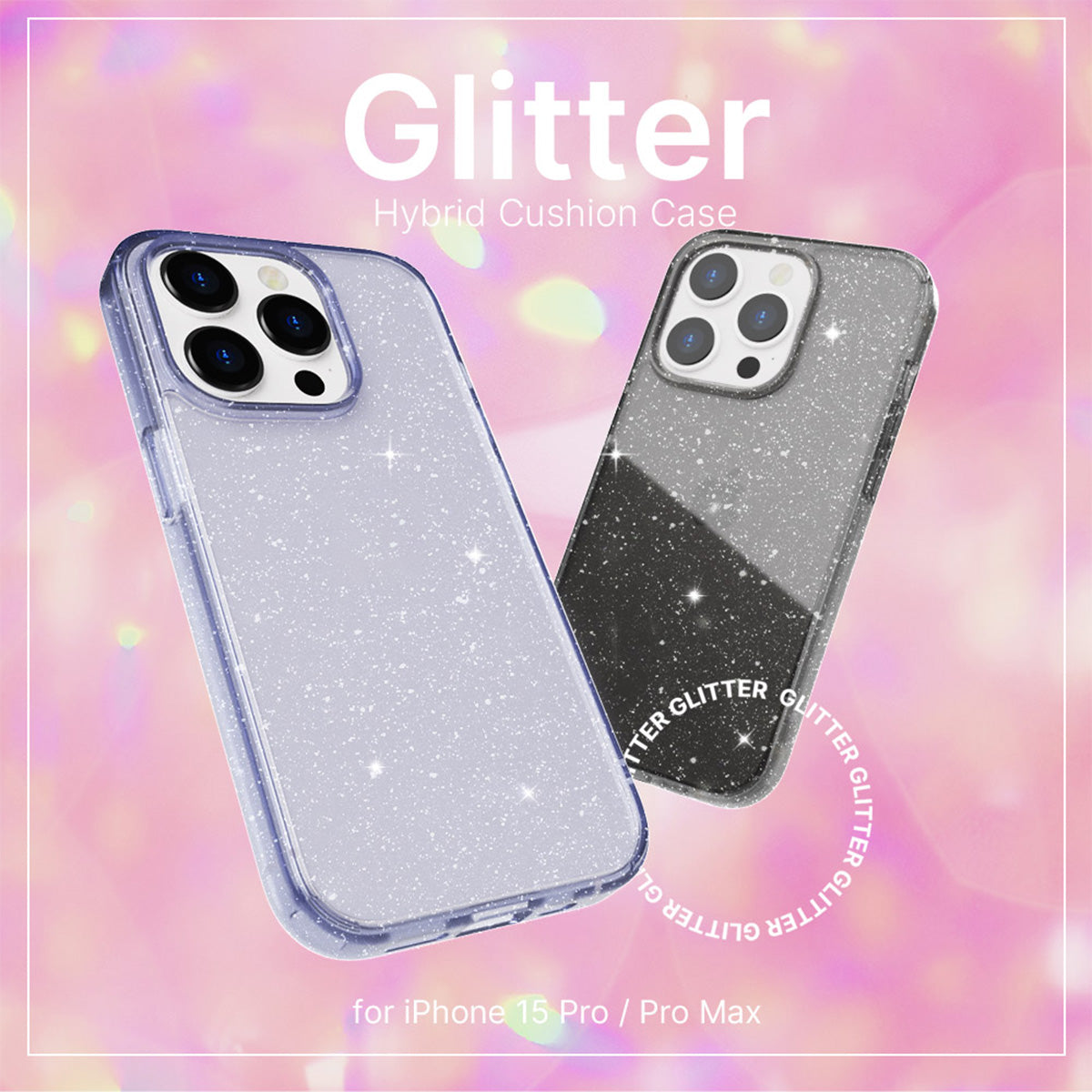 JTLEGEND Glitter Hybrid Cushion Case for iPhone 15 Series (2023)