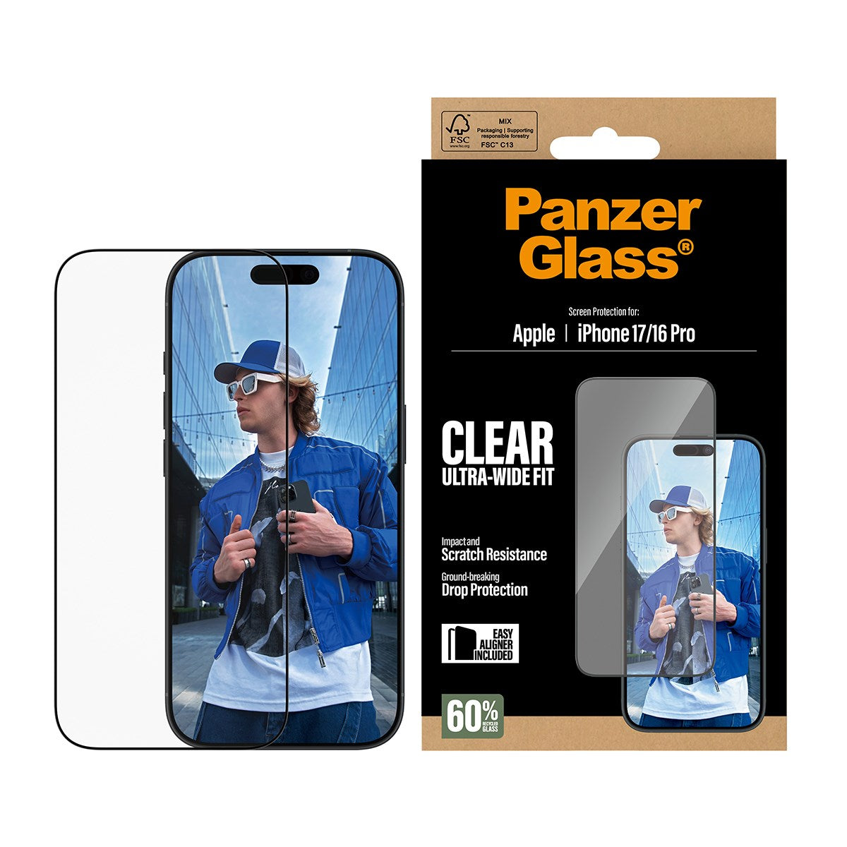 PanzerGlass Screen Protector Ultra-Wide Fit with EasyAligner for iPhone 17 6.3" (2025)