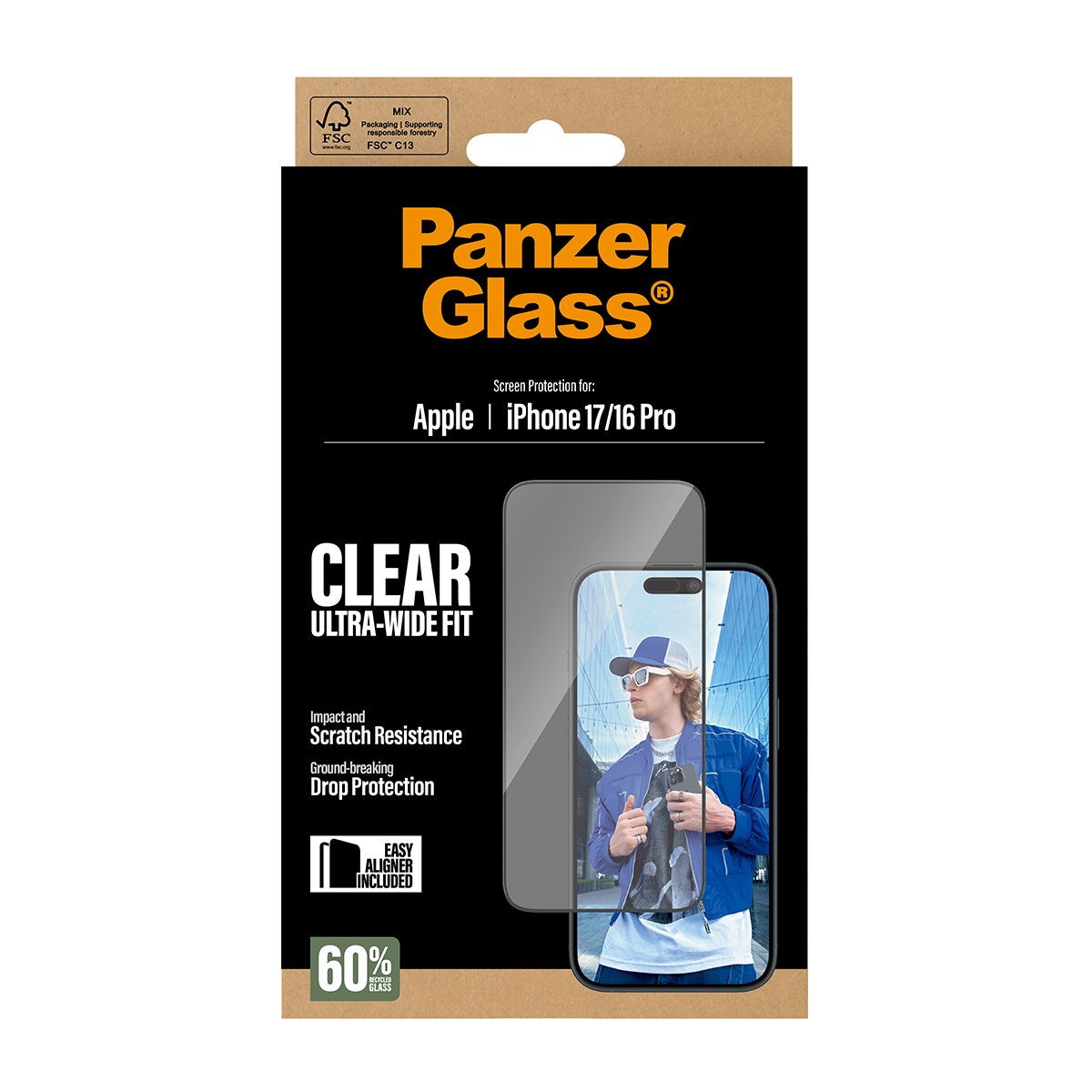 PanzerGlass Screen Protector Ultra-Wide Fit with EasyAligner for iPhone 17 6.3" (2025)