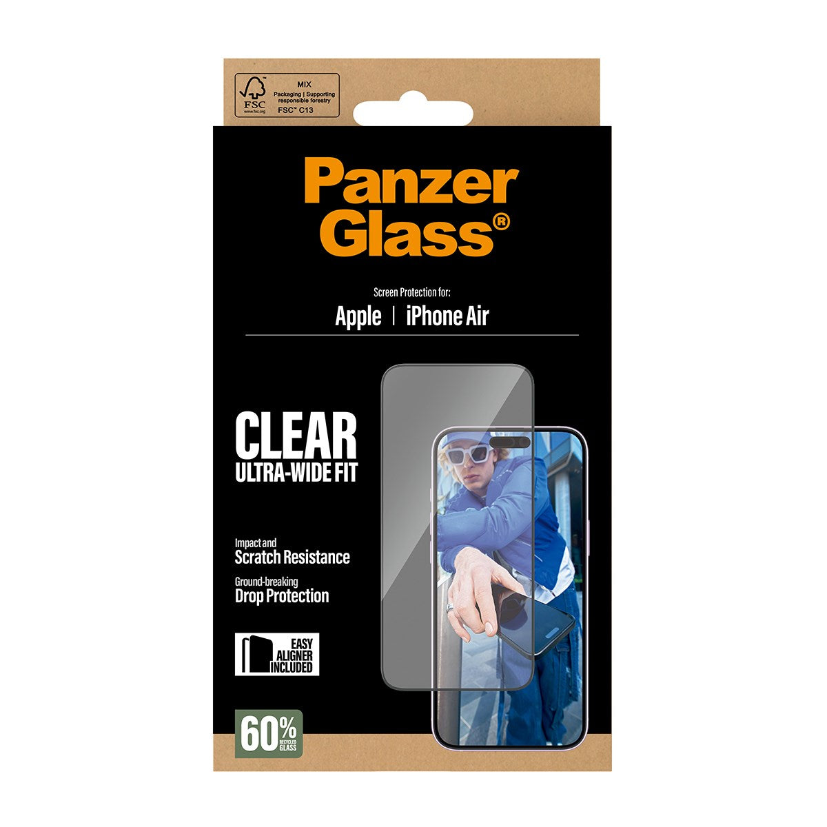 PanzerGlass Screen Protector Ultra-Wide Fit with EasyAligner for iPhone Air 6.5" (2025)
