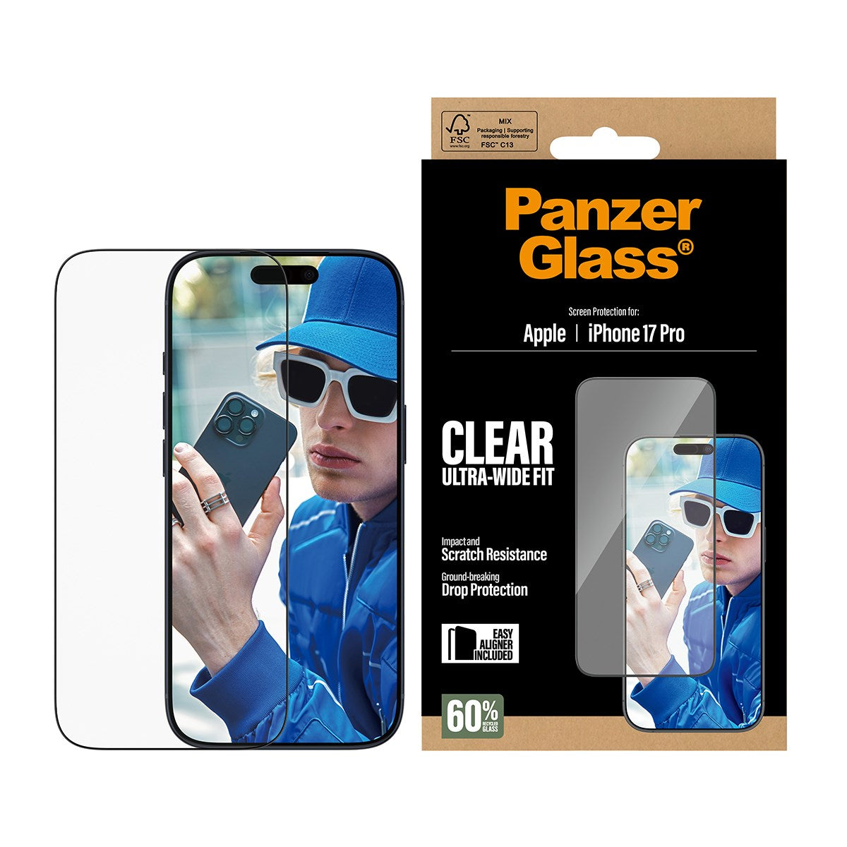 PanzerGlass Screen Protector Ultra-Wide Fit with EasyAligner for iPhone 17/18 Pro Series (2025/2026)