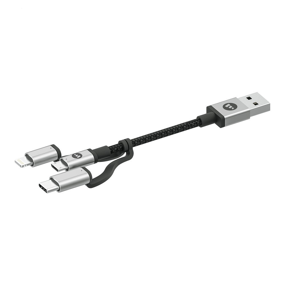 Mophie Tri-Tip 3 In 1 (Micro-USB + USB-C + Lightning) High Speed Charging Cable 1 Meter, Black