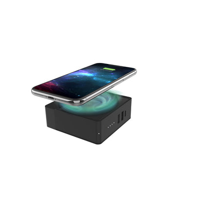 Mophie Global Powerstation Hub Portable Battery Hub with Qi Wireless Charging (6,000mAh), Black
