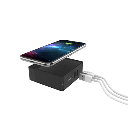 Mophie Global Powerstation Hub Portable Battery Hub with Qi Wireless Charging (6,000mAh), Black