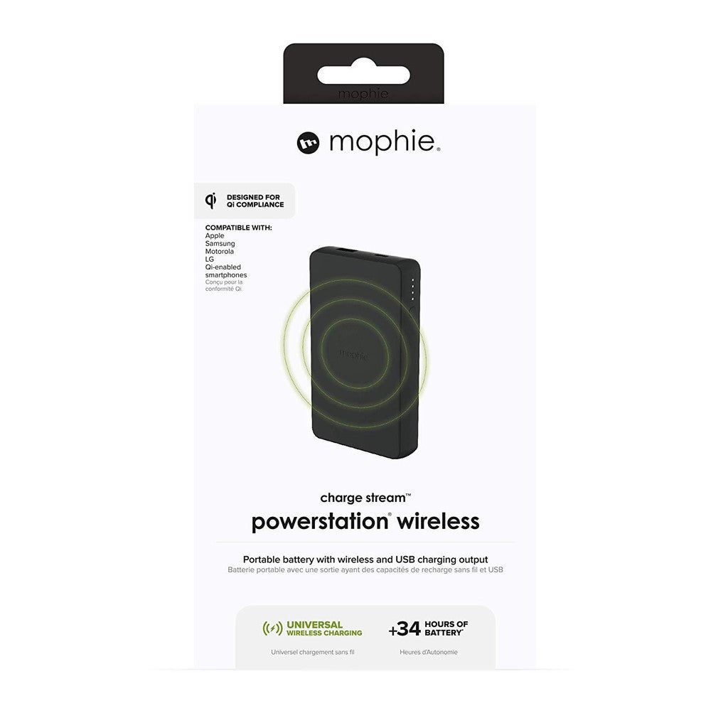 Mophie Charge Stream Powerstation Wireless Battery with Wireless and USB Charging (6,040 mAh), Black