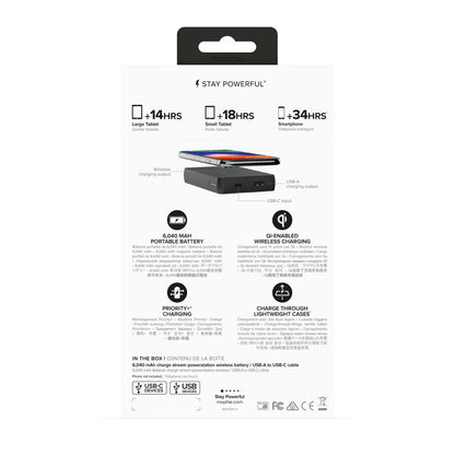 Mophie Charge Stream Powerstation Wireless Battery with Wireless and USB Charging (6,040 mAh), Black
