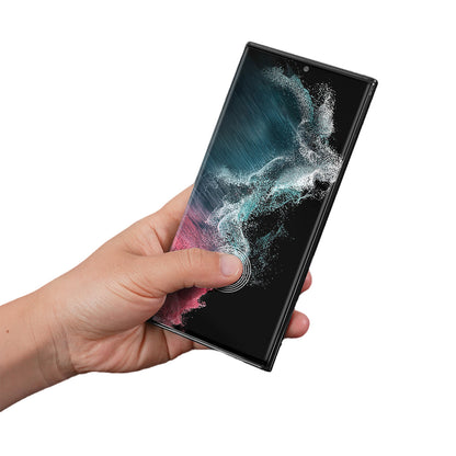 ANANK 2.5D Black Frame Tempered Glass Fingerprint Compatible Full Glue for Samsung Galaxy S23 Ultra