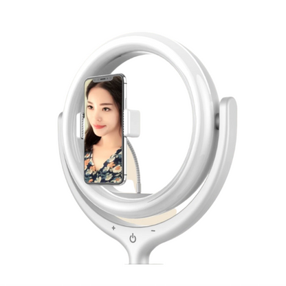 Devia Live Streaming Tripod Stand with LED Ring Light, White (12", 1.7m)