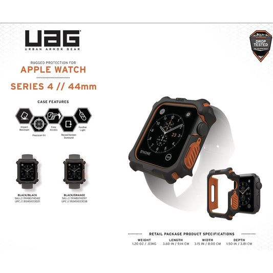 UAG Rugged Protection Case for Apple Watch 44mm, Black/Black