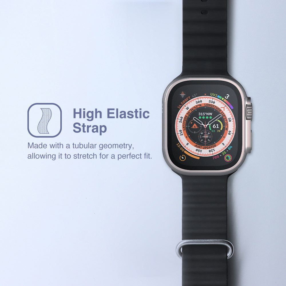 JTLEGEND Marine Water-resistance Loop for Apple Watch 49mm/45mm/44mm/42mm, Black