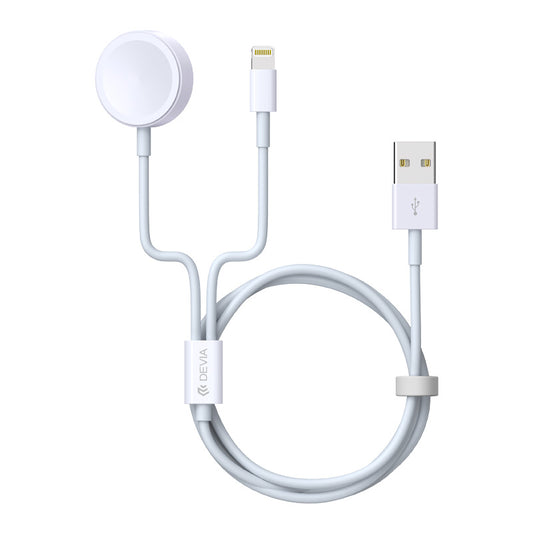 Devia Cable Smart 2 in 1 Apple Watch Charging, White