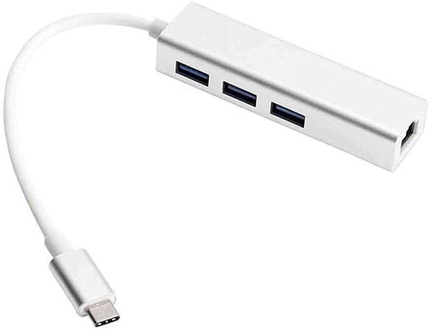 Devia Type-C 3.1 To RJ45/USB-A 3.0 3-Port Hub with Ethernet Port, Silver