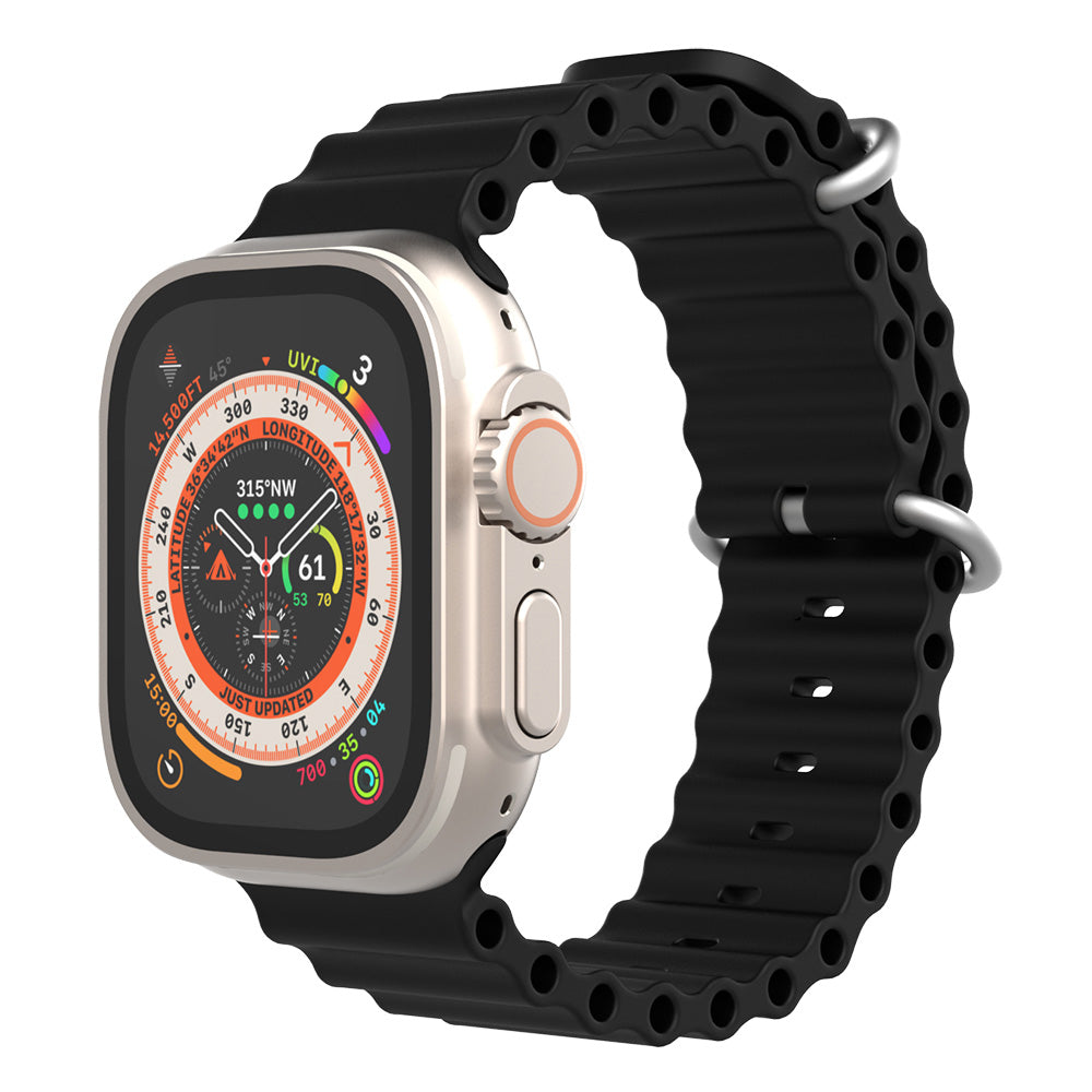 JTLEGEND Marine Water-resistance Loop for Apple Watch 49mm/45mm/44mm/42mm, Black