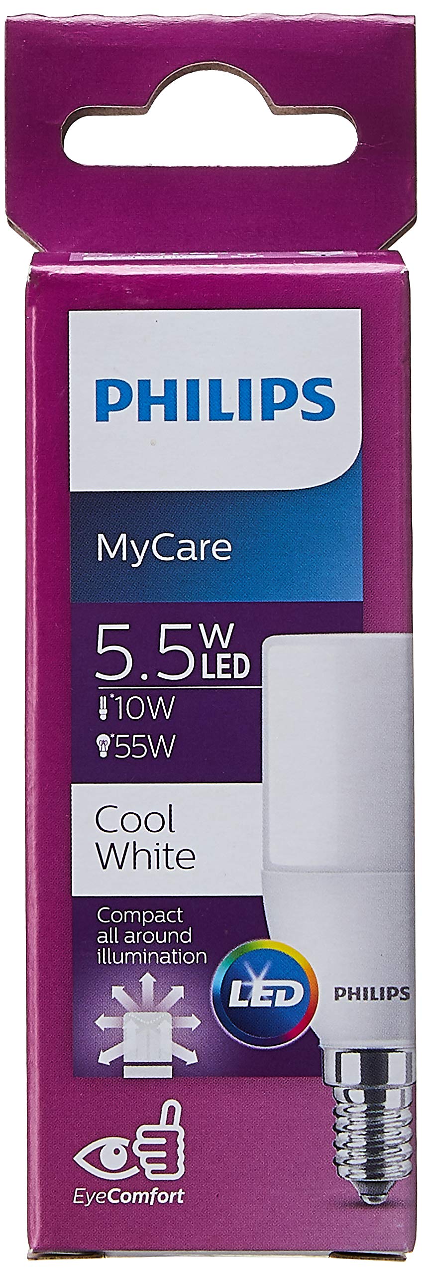 Philips 5.5W LED 600 Lumen Cool Daylight E14 Compact All Around Illumination EyeComfort