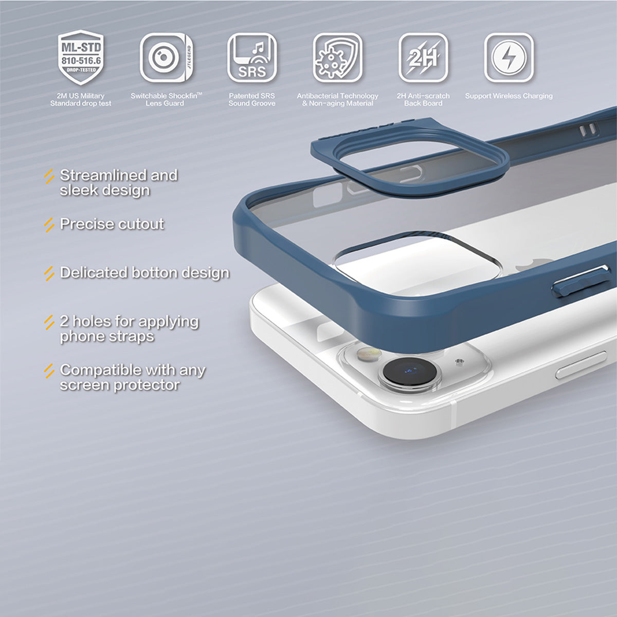 JTLEGEND Hybrid Cushion DX Case for iPhone 14 Pro Max 6.7" (2022), Customizable Camera Protection Ring