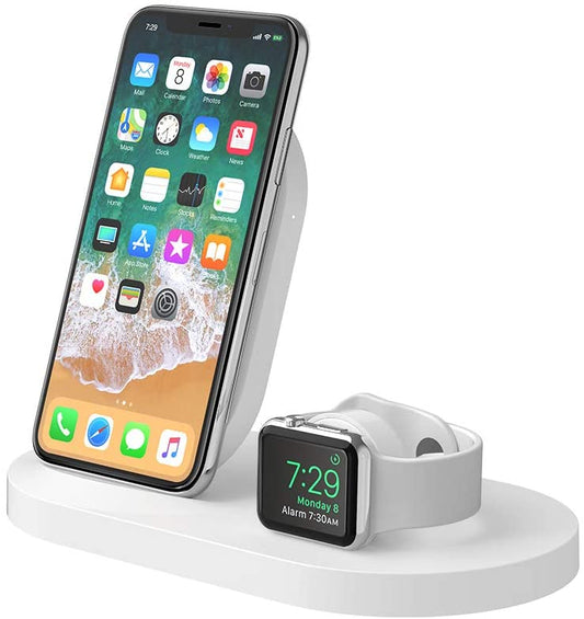 Belkin BoostUp Wireless Charging Dock for iPhone + Apple Watch + USB-A Port, White (Bulk Pack)