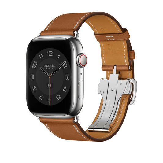 Apple Watch Hermès Fauve Barénia Single Tour Deployment Buckle for Apple Watch 49mm/45mm/44mm/42mm (Heavily Used)