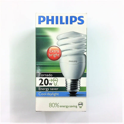 Philips Tornado 20W Energy Saver Cool Daylight Extra Bright 80% Energy Saving E27 220-240V 50-60Hz