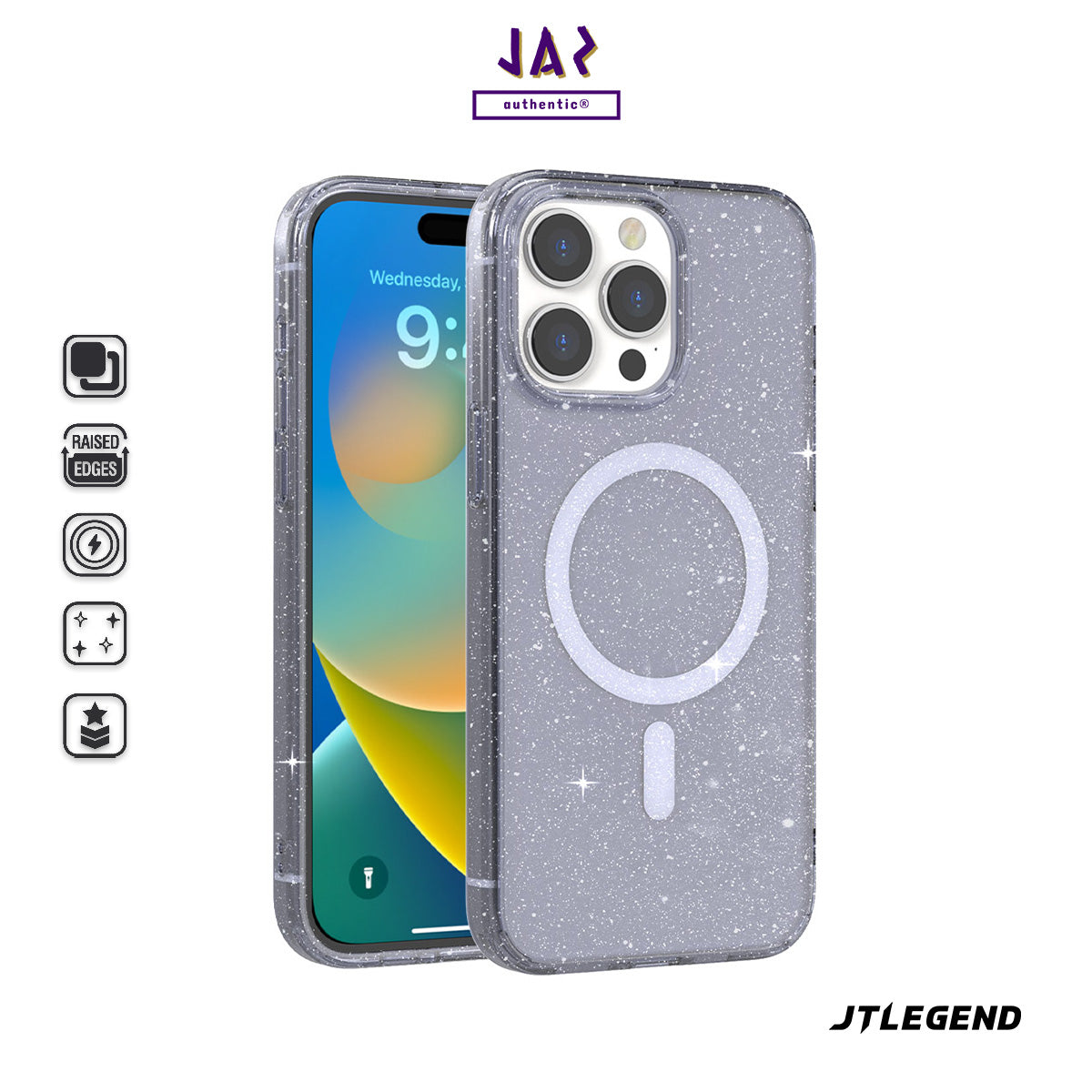 JTLEGEND Glitter Mag Hybrid Cushion Case with MagSafe for iPhone 15 Series (2023)