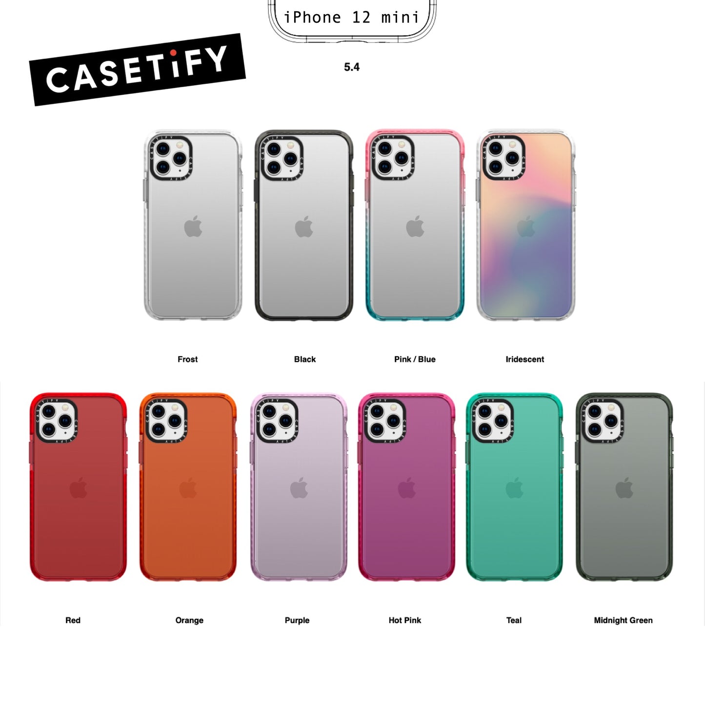 Casetify Impact Case Frost for iPhone 12 mini 5.4" (2020), Clear