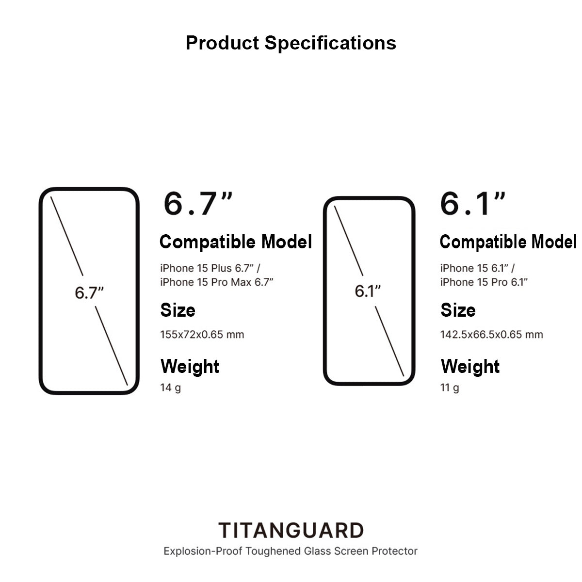 JTLEGEND Titanguard Glass Screen Protector for iPhone 15 Series (2023)